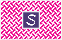 Thumbnail for Personalized Alternate Houndstooth Placemat - Hot Pink and White - Indigo Square Frame -  View