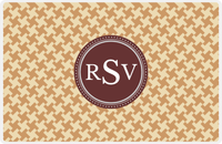 Thumbnail for Personalized Alternate Houndstooth Placemat - Light Brown and Champagne - Brown Circle Frame -  View