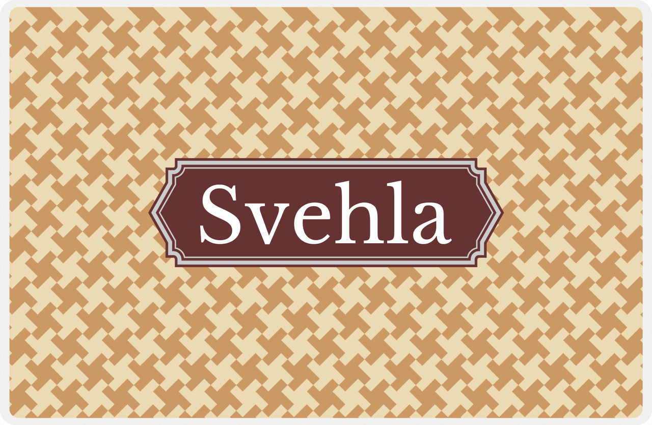 Personalized Alternate Houndstooth Placemat - Light Brown and Champagne - Brown Decorative Rectangle Frame -  View