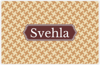 Thumbnail for Personalized Alternate Houndstooth Placemat - Light Brown and Champagne - Brown Decorative Rectangle Frame -  View