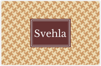 Thumbnail for Personalized Alternate Houndstooth Placemat - Light Brown and Champagne - Brown Rectangle Frame -  View
