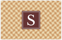 Thumbnail for Personalized Alternate Houndstooth Placemat - Light Brown and Champagne - Brown Square Frame -  View