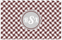 Thumbnail for Personalized Alternate Houndstooth Placemat - Brown and White - Light Grey Circle Frame -  View