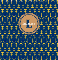 Thumbnail for Personalized Anchors Shower Curtain - Navy and Gold - Circle Nameplate - Decorate View