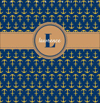 Thumbnail for Personalized Anchors Shower Curtain - Navy and Gold - Circle Ribbon Nameplate - Decorate View