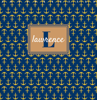 Thumbnail for Personalized Anchors Shower Curtain - Navy and Gold - Rectangle Nameplate - Decorate View