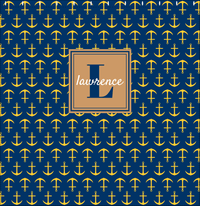Thumbnail for Personalized Anchors Shower Curtain - Navy and Gold - Square Nameplate - Decorate View