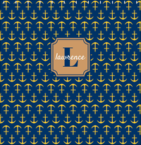 Thumbnail for Personalized Anchors Shower Curtain - Navy and Gold - Stamp Nameplate - Decorate View