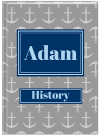 Thumbnail for Personalized Anchors Journal - Grey and Navy - Rectangle Nameplate - Front View