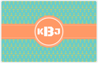 Thumbnail for Personalized Anchors Placemat - Viking Blue and Mustard - Tangerine Circle Frame with Ribbon -  View