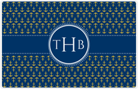 Thumbnail for Personalized Anchors Placemat - Navy and Mustard - Navy Circle Frame with Ribbon -  View