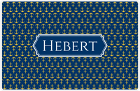 Thumbnail for Personalized Anchors Placemat - Navy and Mustard - Navy Decorative Rectangle Frame -  View