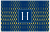 Thumbnail for Personalized Anchors Placemat - Navy and Mustard - Navy Square Frame -  View