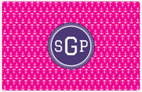 Thumbnail for Personalized Anchors Placemat - Hot Pink and White - Indigo Circle Frame -  View