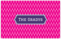 Thumbnail for Personalized Anchors Placemat - Hot Pink and White - Indigo Decorative Rectangle Frame -  View