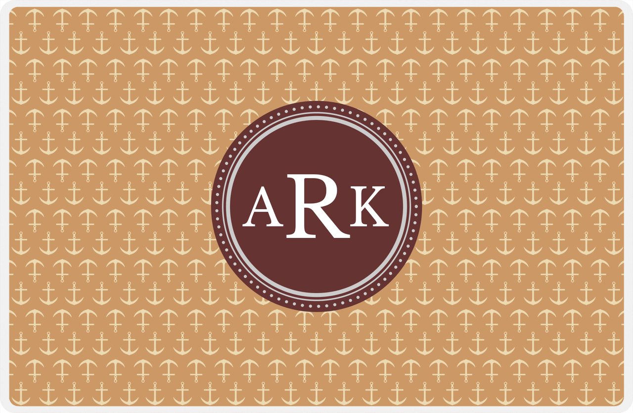 Personalized Anchors Placemat - Light Brown and Champagne - Brown Circle Frame -  View