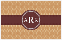 Thumbnail for Personalized Anchors Placemat - Light Brown and Champagne - Brown Circle Frame with Ribbon -  View