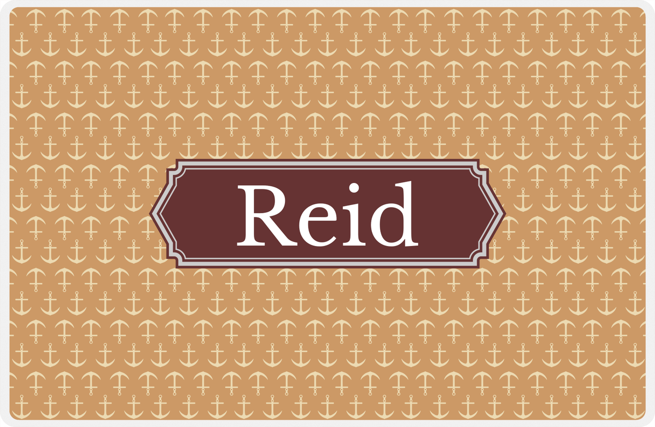 Personalized Anchors Placemat - Light Brown and Champagne - Brown Decorative Rectangle Frame -  View