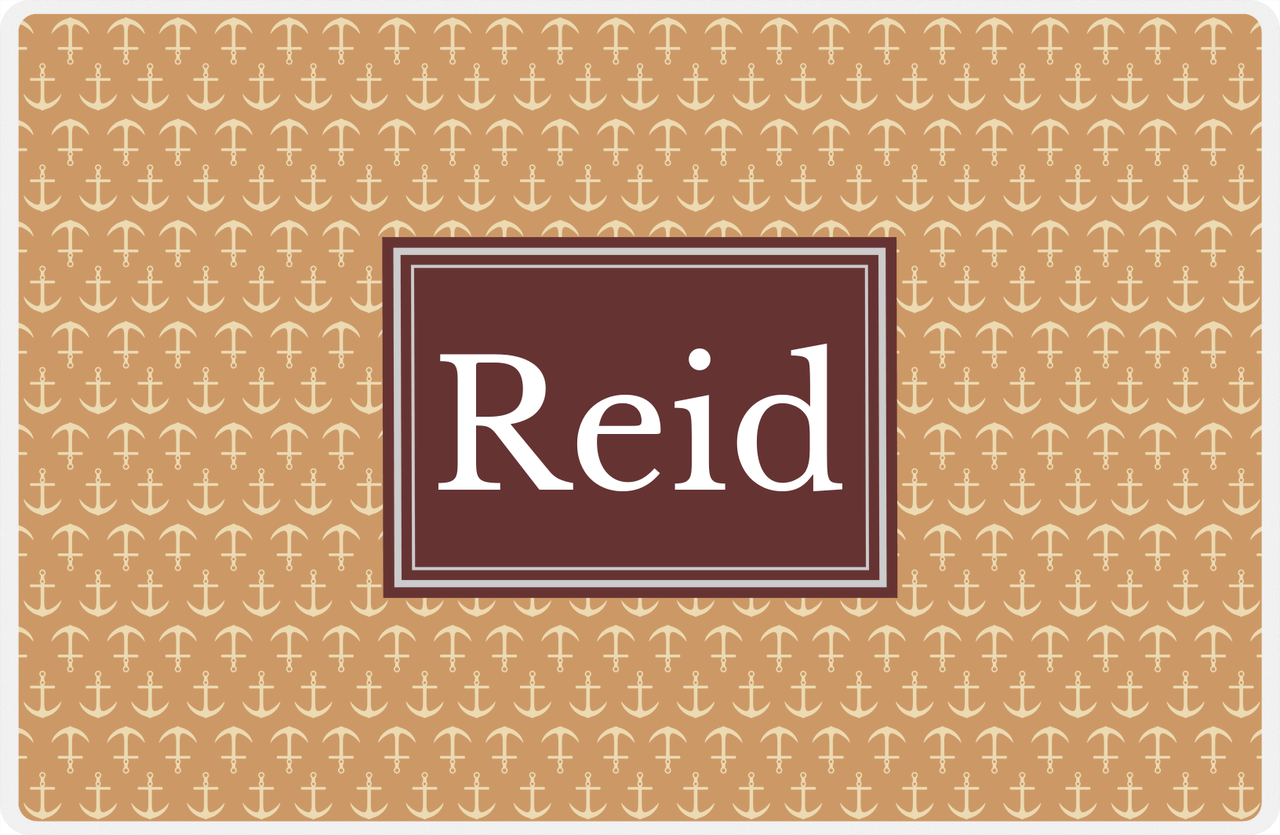 Personalized Anchors Placemat - Light Brown and Champagne - Brown Rectangle Frame -  View