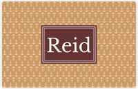 Thumbnail for Personalized Anchors Placemat - Light Brown and Champagne - Brown Rectangle Frame -  View