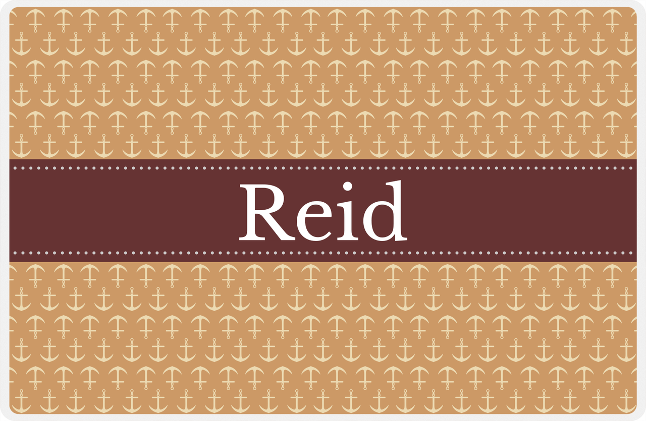 Personalized Anchors Placemat - Light Brown and Champagne - Brown Ribbon Frame -  View