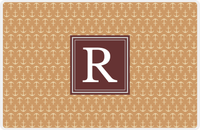 Thumbnail for Personalized Anchors Placemat - Light Brown and Champagne - Brown Square Frame -  View