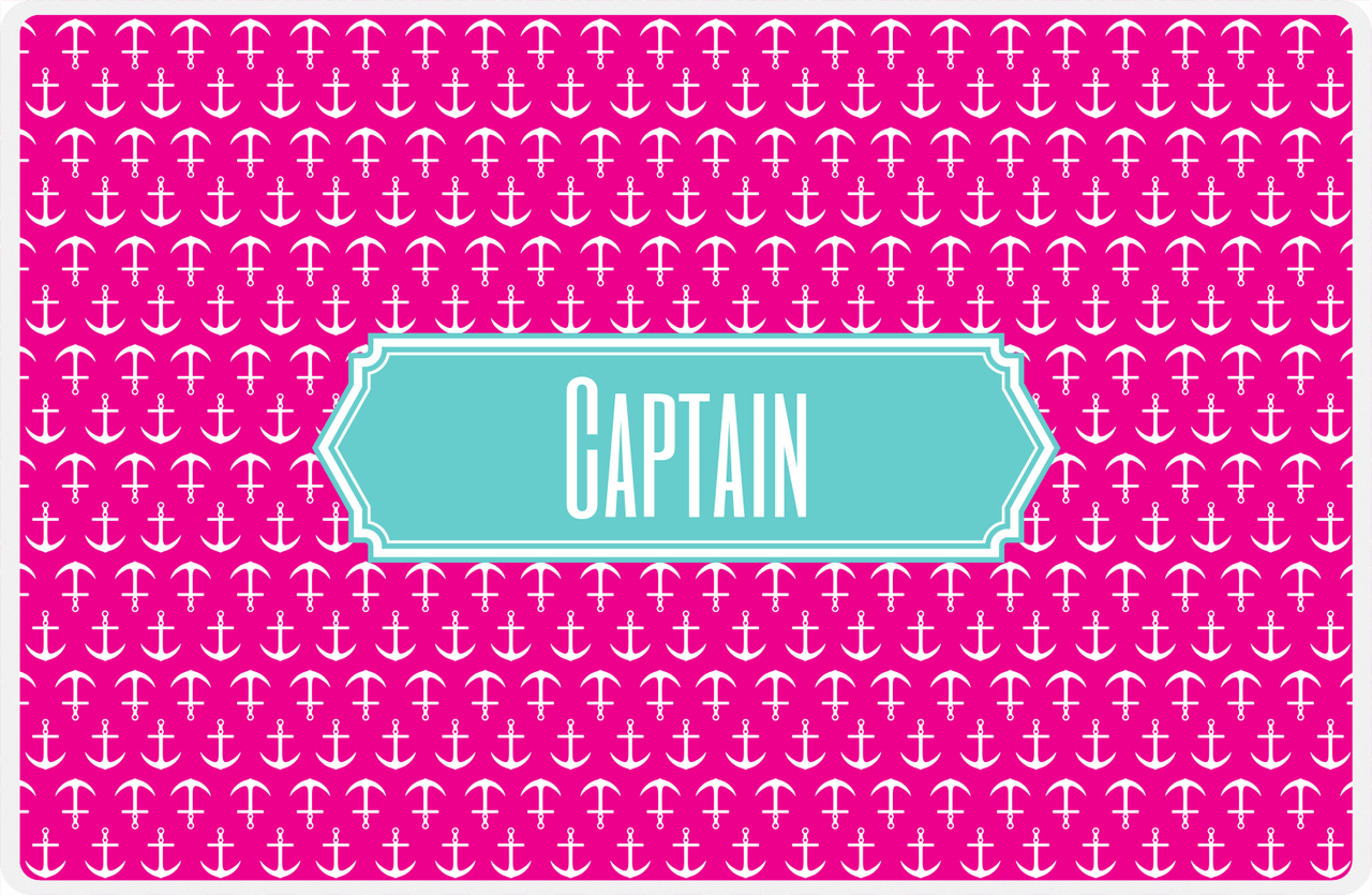 Personalized Anchors Placemat - Hot Pink and White - Viking Blue Decorative Rectangle Frame -  View