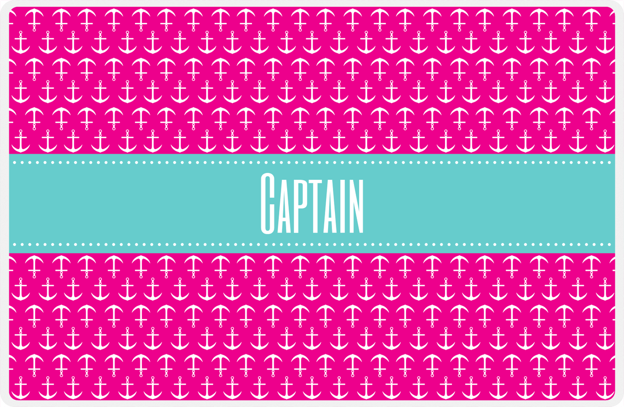 Personalized Anchors Placemat - Hot Pink and White - Viking Blue Ribbon Frame -  View