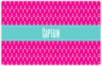 Thumbnail for Personalized Anchors Placemat - Hot Pink and White - Viking Blue Ribbon Frame -  View