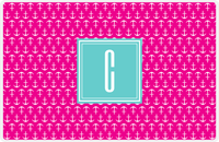 Thumbnail for Personalized Anchors Placemat - Hot Pink and White - Viking Blue Square Frame -  View