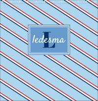 Thumbnail for Personalized Angled Stripes Shower Curtain - Blue and Red - Rectangle Nameplate - Decorate View