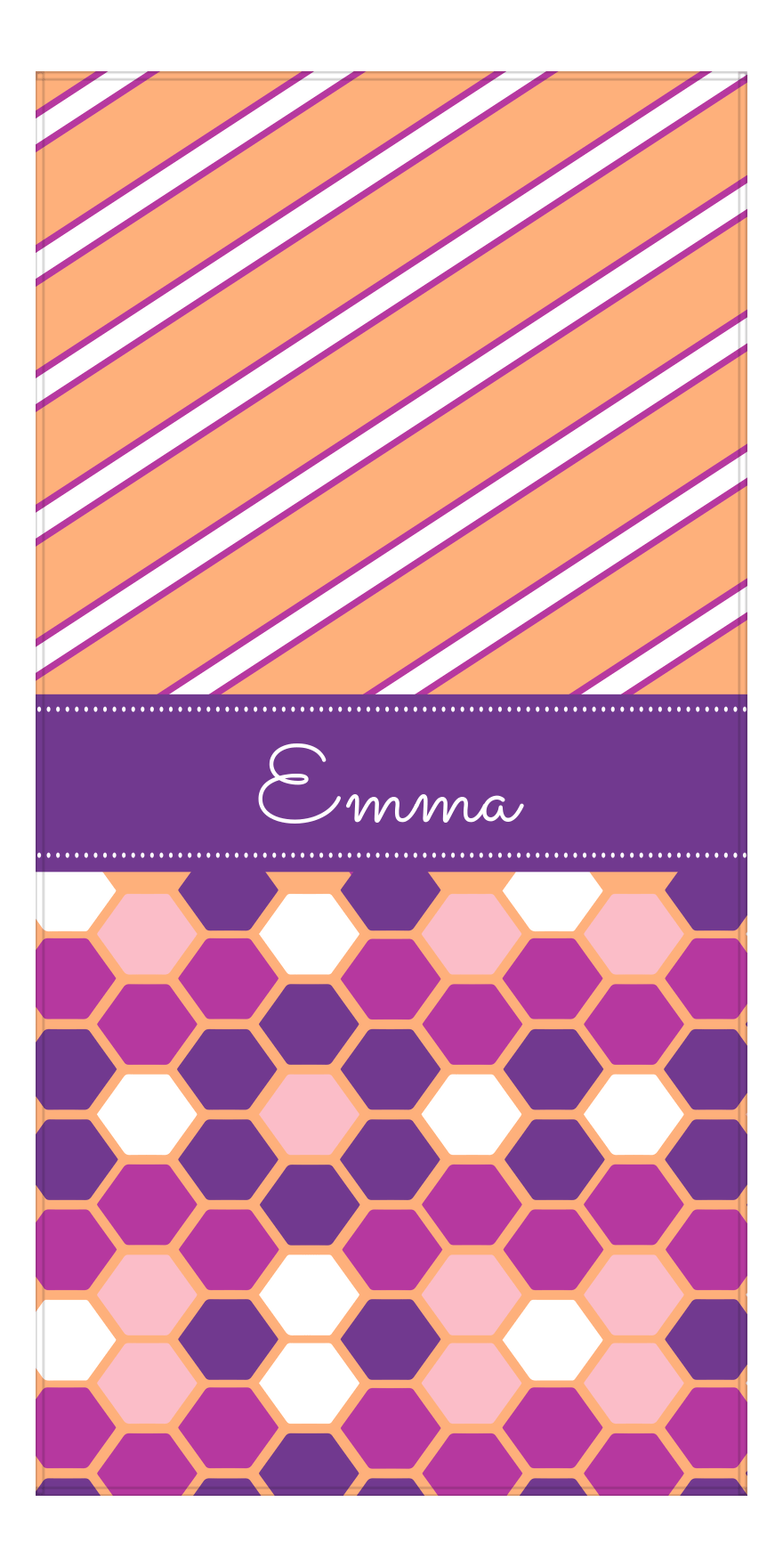 Personalized Angled Stripes & Flower Comb Beach Towel - Ribbon - Front View