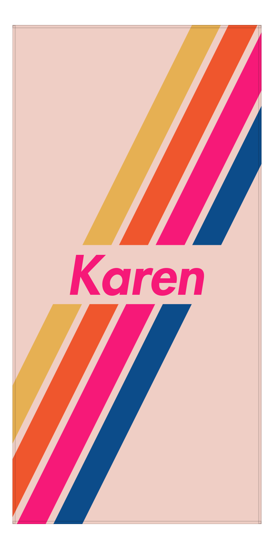 Personalized Angled Stripes Beach Towel - Pink Background - Front View