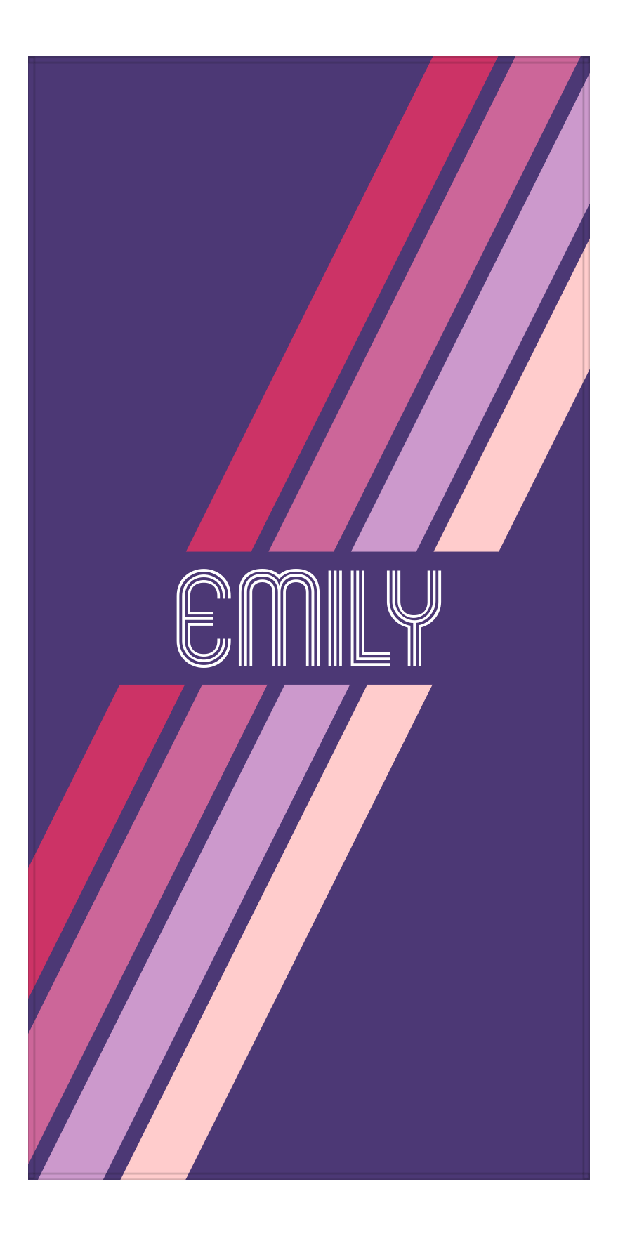 Personalized Angled Stripes Beach Towel - Purple Background - Front View