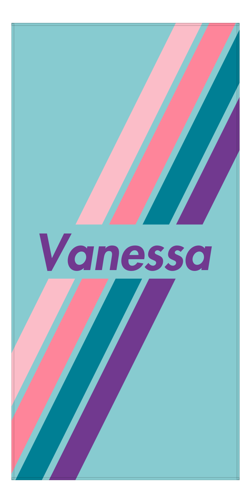 Personalized Angled Stripes Beach Towel - Teal Background - Front View