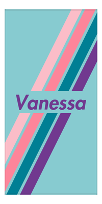 Thumbnail for Personalized Angled Stripes Beach Towel - Teal Background - Front View