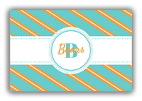 Thumbnail for Personalized Angled Stripes Canvas Wrap & Photo Print I - Teal with Circle Ribbon Nameplate - Front View