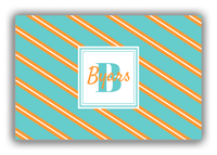 Thumbnail for Personalized Angled Stripes Canvas Wrap & Photo Print I - Teal with Square Nameplate - Front View