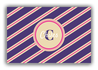 Thumbnail for Personalized Angled Stripes Canvas Wrap & Photo Print II - Purple with Circle Nameplate - Front View