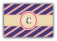 Thumbnail for Personalized Angled Stripes Canvas Wrap & Photo Print II - Purple with Circle Ribbon Nameplate - Front View