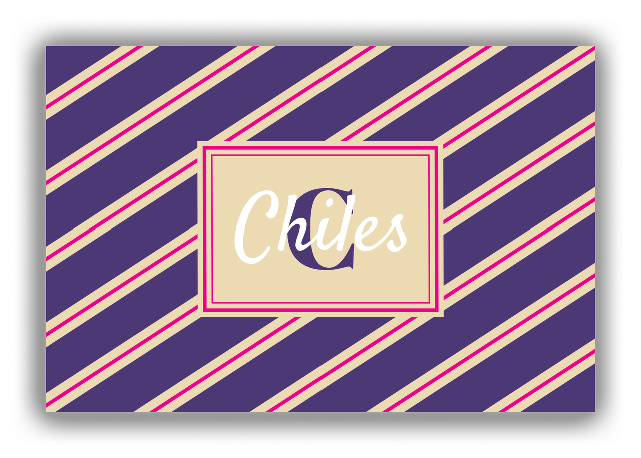 Personalized Angled Stripes Canvas Wrap & Photo Print II - Purple with Rectangle Nameplate - Front View