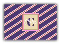 Thumbnail for Personalized Angled Stripes Canvas Wrap & Photo Print II - Purple with Square Nameplate - Front View