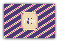 Thumbnail for Personalized Angled Stripes Canvas Wrap & Photo Print II - Purple with Stamp Nameplate - Front View