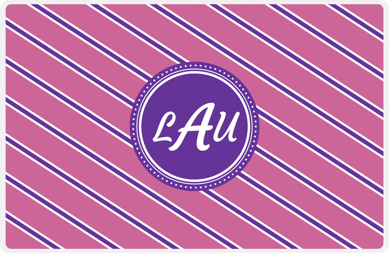 Personalized Angled Stripes Placemat - Pink and Purple - Circle Nameplate -  View