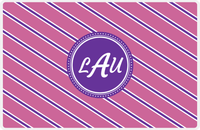 Thumbnail for Personalized Angled Stripes Placemat - Pink and Purple - Circle Nameplate -  View