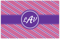Thumbnail for Personalized Angled Stripes Placemat - Pink and Purple - Circle Ribbon Nameplate -  View