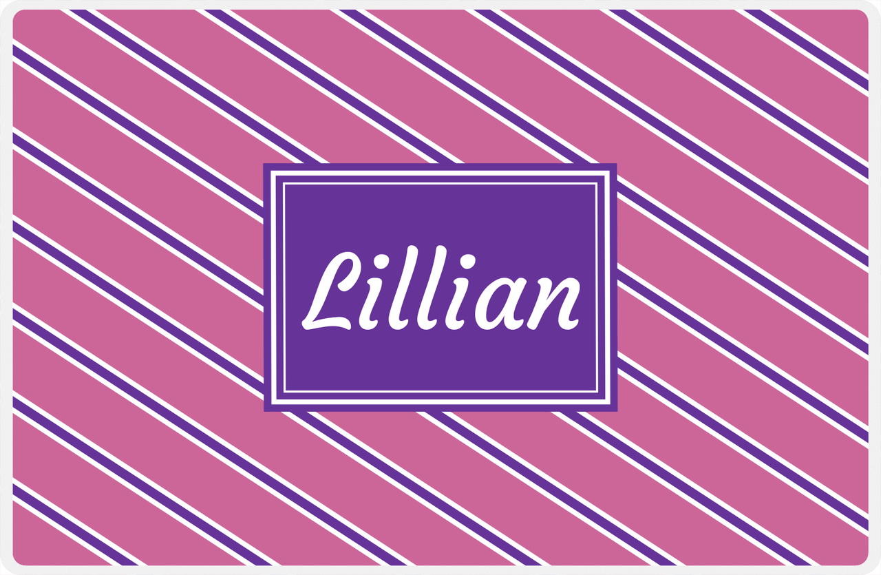 Personalized Angled Stripes Placemat - Pink and Purple - Rectangle Nameplate -  View