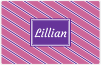 Thumbnail for Personalized Angled Stripes Placemat - Pink and Purple - Rectangle Nameplate -  View