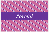 Thumbnail for Personalized Angled Stripes Placemat - Pink and Purple - Ribbon Nameplate -  View