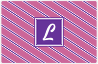 Thumbnail for Personalized Angled Stripes Placemat - Pink and Purple - Square Nameplate -  View